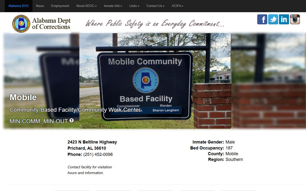Mobile Community-Based Facility ADOC inmate search and facility details